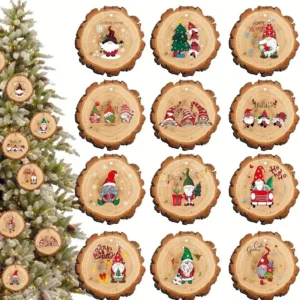 Ornements en bois de dessin animé père noël
