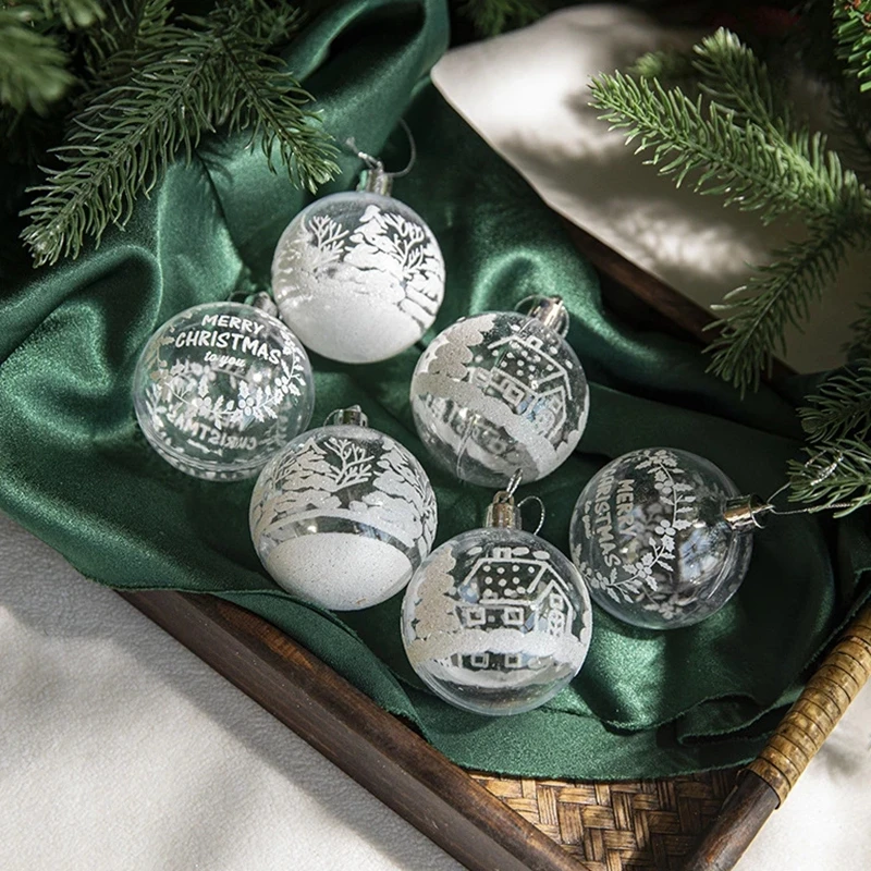 Peinture transparente boule de noël, 6 pièces/boîte 6cm, ornements d'arbre de noël du nouvel an, décoration pour la maison, cadeaux de noël 2023 – Image 3