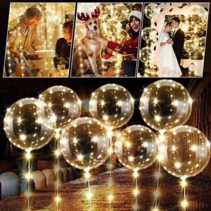 Ballons transparents avec guirlandes lumineuses à LED