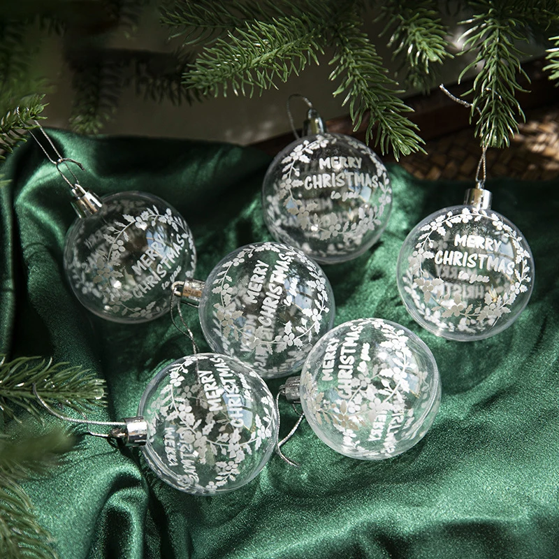 Peinture transparente boule de noël, 6 pièces/boîte 6cm, ornements d'arbre de noël du nouvel an, décoration pour la maison, cadeaux de noël 2023 – Image 5