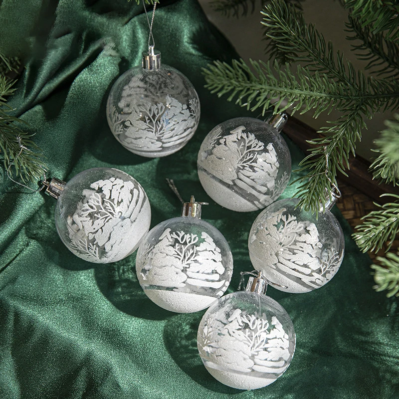 Peinture transparente boule de noël, 6 pièces/boîte 6cm, ornements d'arbre de noël du nouvel an, décoration pour la maison, cadeaux de noël 2023 – Image 4