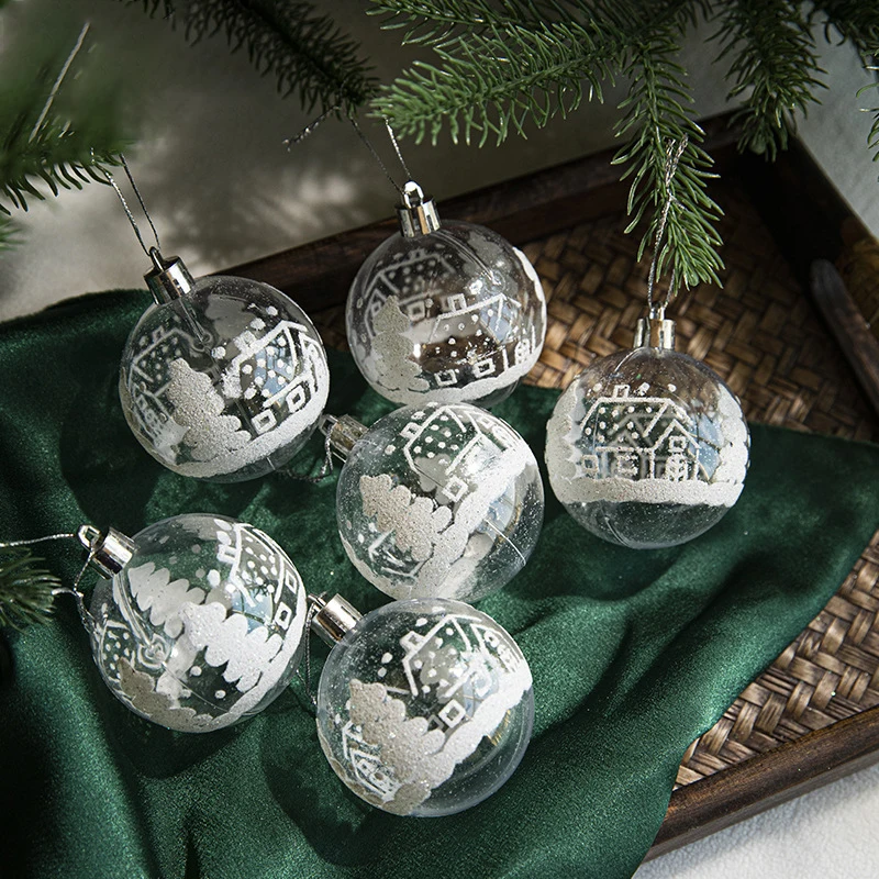 Peinture transparente boule de noël, 6 pièces/boîte 6cm, ornements d'arbre de noël du nouvel an, décoration pour la maison, cadeaux de noël 2023 – Image 2