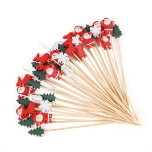 Brochettes de noël jetables en bambou