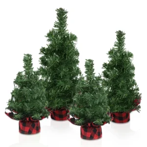 Mini arbre de noël artificiel avec base à carreaux