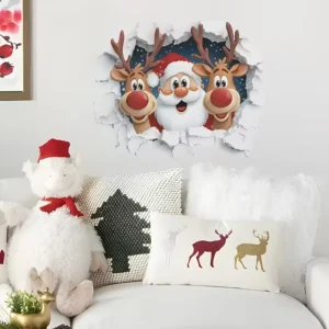 1 autocollant mural de renne du Père Noël