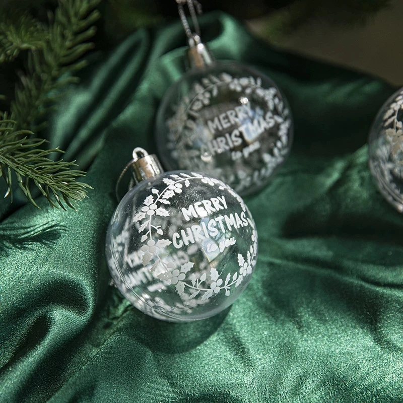 Peinture transparente boule de noël, 6 pièces/boîte 6cm, ornements d'arbre de noël du nouvel an, décoration pour la maison, cadeaux de noël 2023 – Image 6
