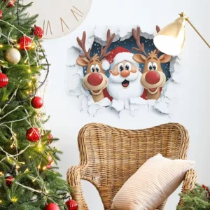 Alternative view of 1 autocollant mural de renne du Père Noël