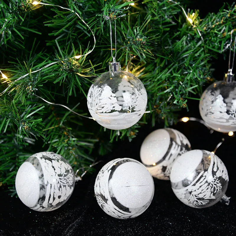 Peinture transparente boule de noël, 6 pièces/boîte 6cm, ornements d'arbre de noël du nouvel an, décoration pour la maison, cadeaux de noël 2023 – Image 7